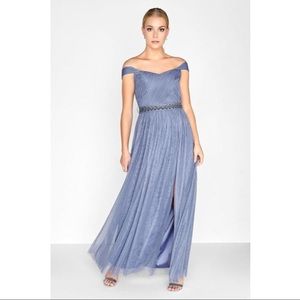 Lavender Grey Jeweled Maxi Dress